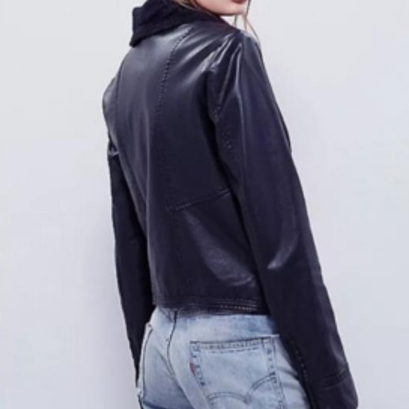 NEW🌹 Free People Vegan Leather Motorcycle Black Jacket, Size 0 - Picture 6 of 10